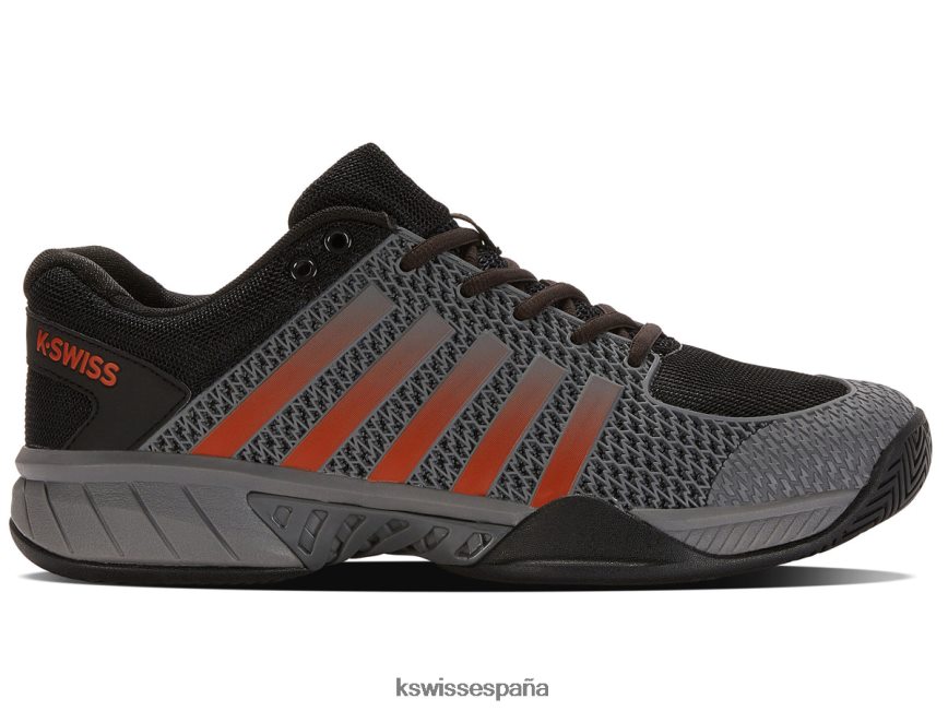 K-Swiss pickleball ligero expreso hombres NNDRHV30 gris acero/negro azabache/naranja picante zapatos
