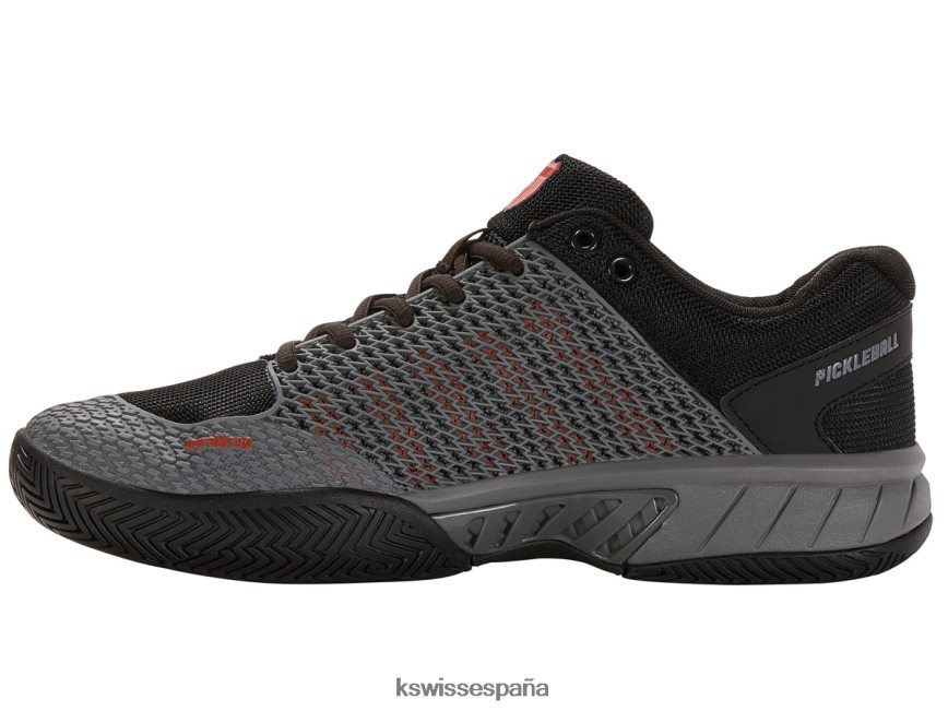 K-Swiss pickleball ligero expreso hombres NNDRHV30 gris acero/negro azabache/naranja picante zapatos