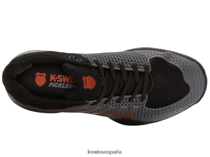 K-Swiss pickleball ligero expreso hombres NNDRHV30 gris acero/negro azabache/naranja picante zapatos
