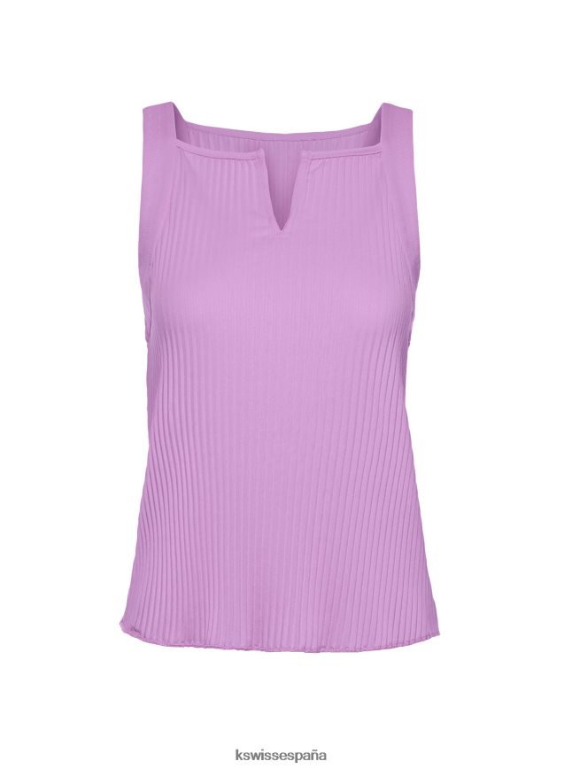 K-Swiss camiseta sin mangas plisada en V profunda mujer NNDRHV543 amatista estilo de vida