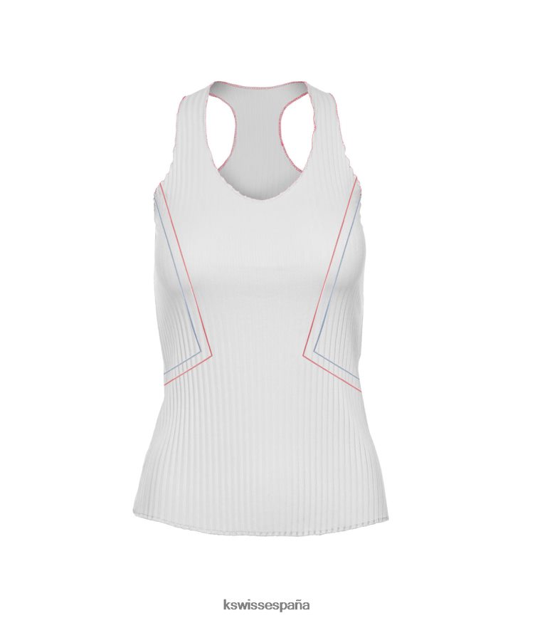 K-Swiss camiseta sin mangas plisada con cuello en V mujer NNDRHV580 blanco vestir