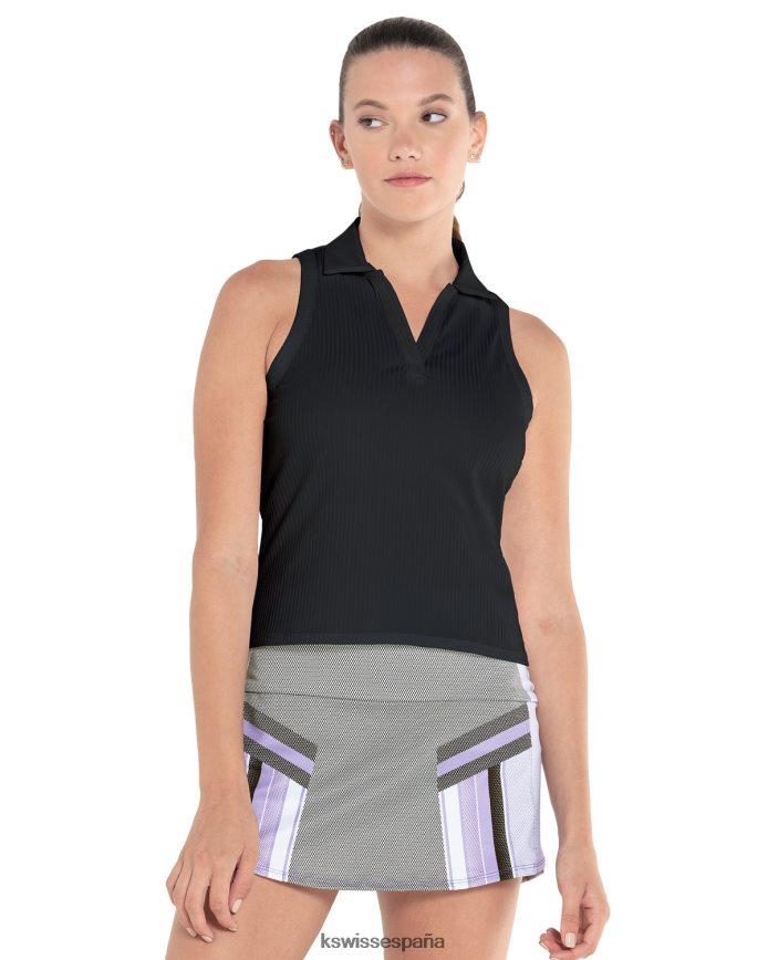 K-Swiss polo de canalé sin mangas mujer NNDRHV568 negro vestir