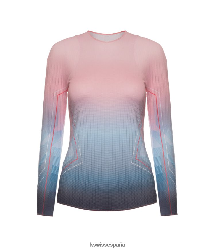 K-Swiss tripulación plisada manga larga mujer NNDRHV577 lago plateado azul vestir