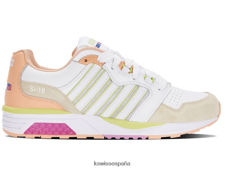 K-Swiss si-18 rannell mujer NNDRHV278 blanco/casi albaricoque/verde daiquiri zapatos