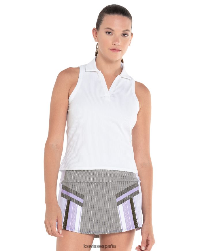 K-Swiss polo de canalé sin mangas mujer NNDRHV385 blanco vestir