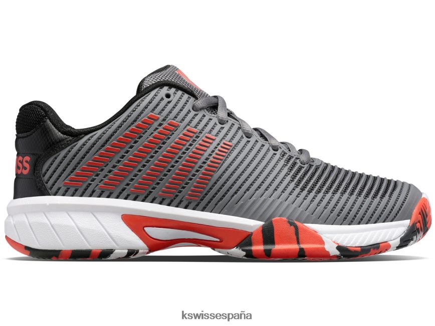 K-Swiss Hipercourt Express 2 niños NNDRHV414 gris acero/negro azabache/naranja picante tenis