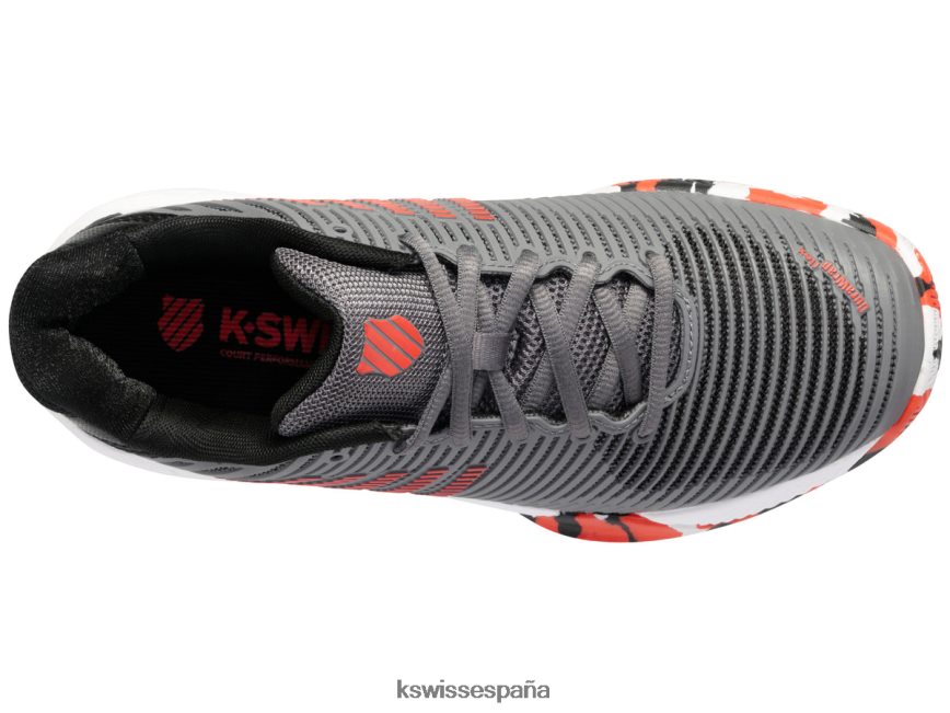 K-Swiss Hipercourt Express 2 niños NNDRHV414 gris acero/negro azabache/naranja picante tenis